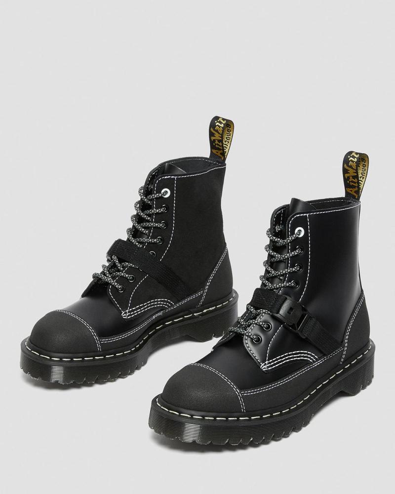 Black Women's Dr Martens 1460 Tech Made in England Leather Lace Up Boots | CA 211PJJ